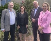 Nationals Candidate Kimberley Hone with Mayor Sharon Cadwallader, Deputy Mayor Damian Loone, and Cr Simon Kinny announcing the Coalition will match Labor's commitment on cameras for crime prevention across the region.