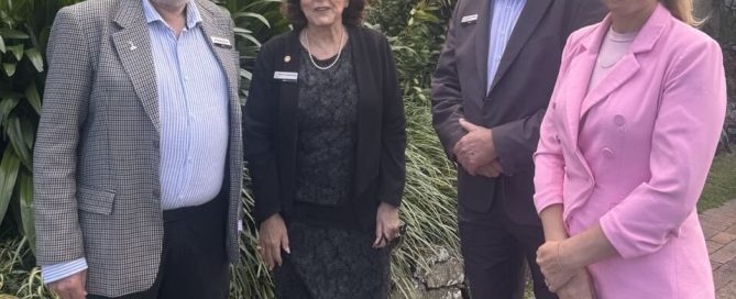 Nationals Candidate Kimberley Hone with Mayor Sharon Cadwallader, Deputy Mayor Damian Loone, and Cr Simon Kinny announcing the Coalition will match Labor's commitment on cameras for crime prevention across the region.