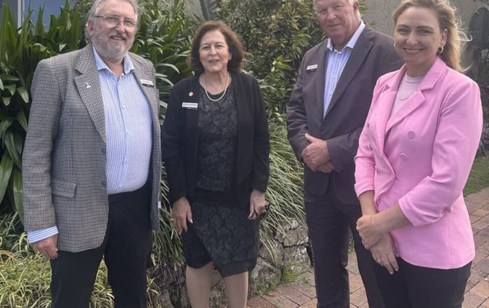 Nationals Candidate Kimberley Hone with Mayor Sharon Cadwallader, Deputy Mayor Damian Loone, and Cr Simon Kinny announcing the Coalition will match Labor's commitment on cameras for crime prevention across the region.