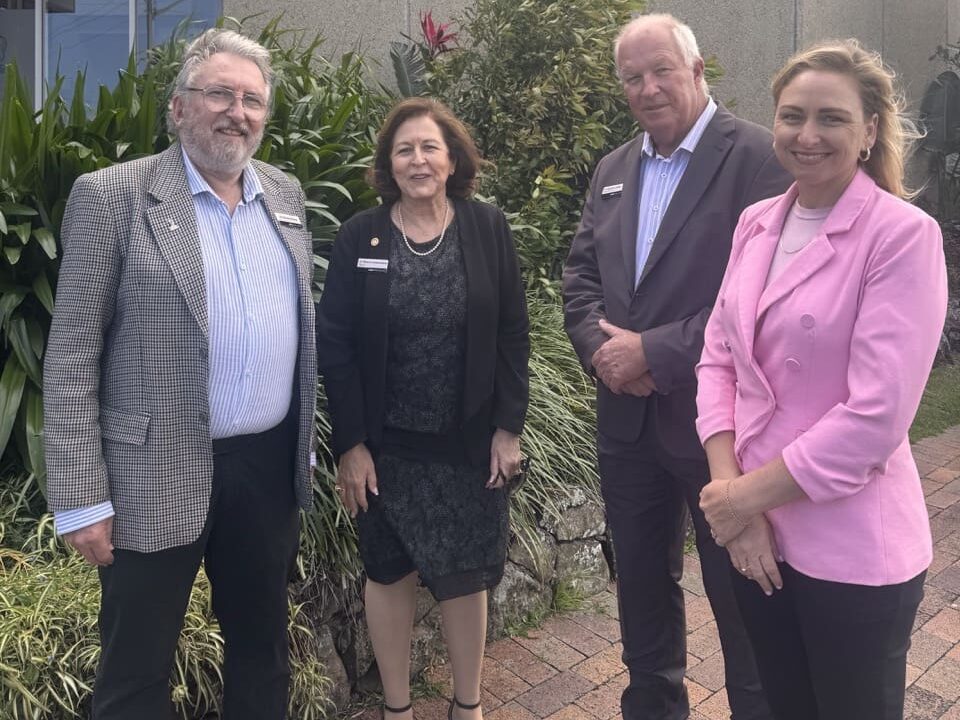Nationals Candidate Kimberley Hone with Mayor Sharon Cadwallader, Deputy Mayor Damian Loone, and Cr Simon Kinny announcing the Coalition will match Labor's commitment on cameras for crime prevention across the region.