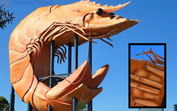 The Big Prawn lost a feeler in the strong winds brought by Cyclone Alfred in March.